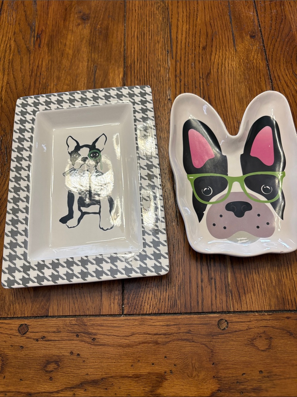 Cute French Bulldog Ceramic Trays - Gray & Pink